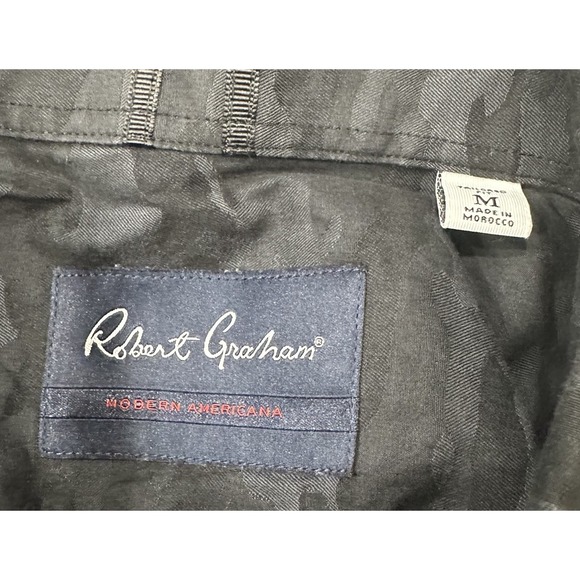 Robert Graham Shirt Men's Medium Black Camouflage Modern Americana Classic Shirt - Picture 12 of 13